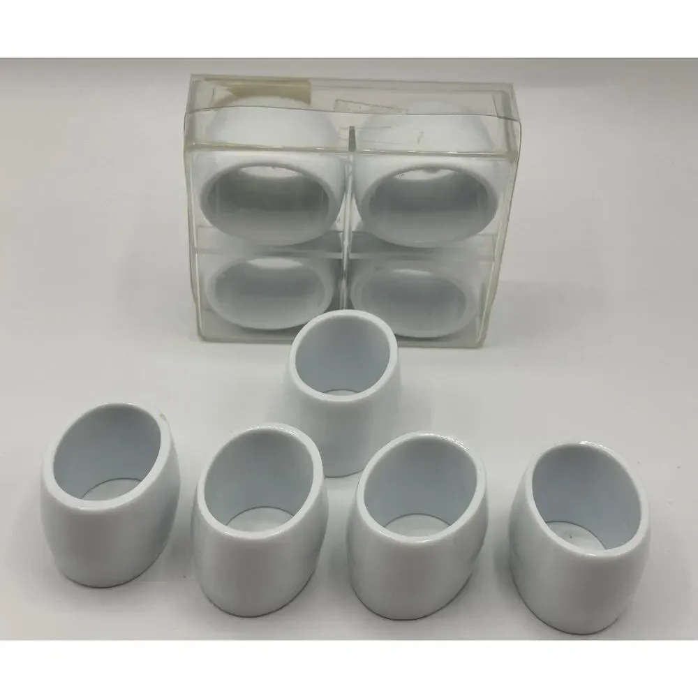 Vintage 70s Set of 9 Anacapa Plastic Oval Napkin Rings White Hong Kong MCM